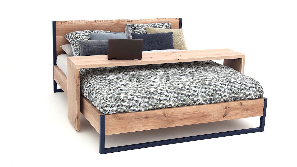Massief eiken bed Robben met bedtafel Massief eiken bed Robben met bedtafel