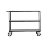 Productfoto van zwarte ijzeren kastje met 4 wielen en 3 lagen