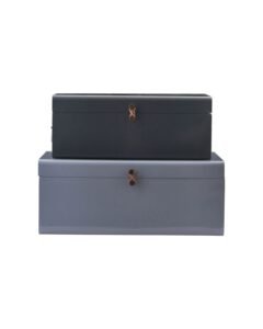 Productafbeelding opbergkoffertjes van staal in de kleuren donkerblauw en lichtblauw